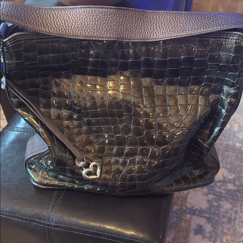 Brighton - Elegant greenish blab Black Croc-Embossed Women's Bag